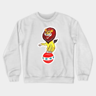 Funny circus lion balancing on the ball Crewneck Sweatshirt